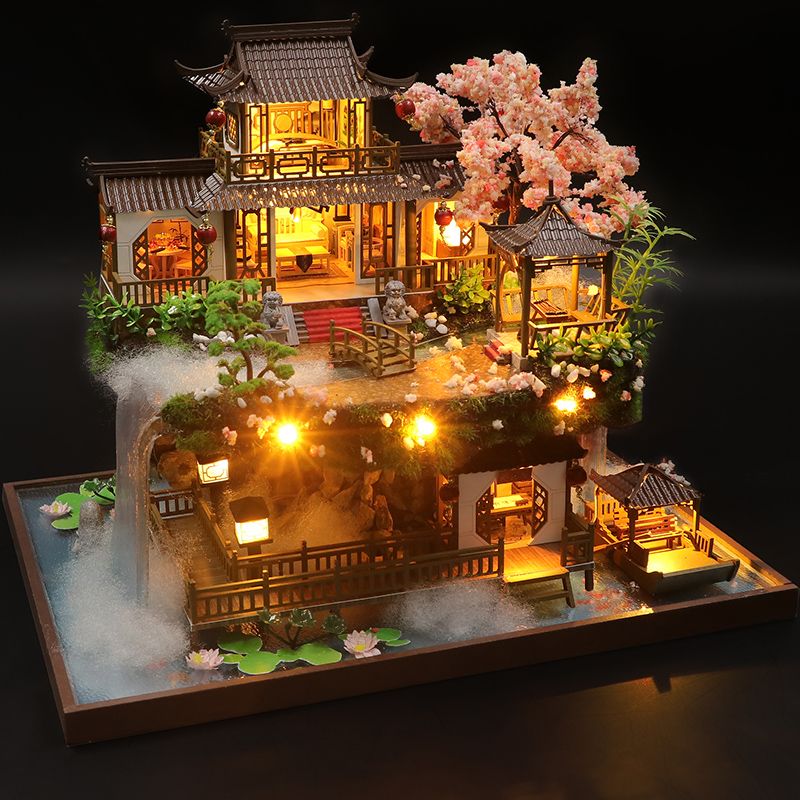 Chinese Garden Dollhouse Kit — detalied side view