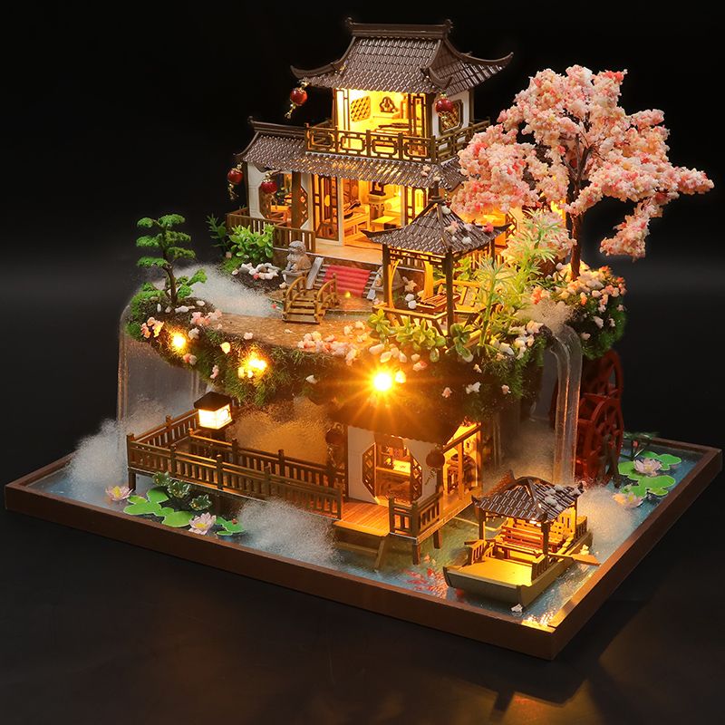 Chinese Garden Dollhouse Kit — angled close-up