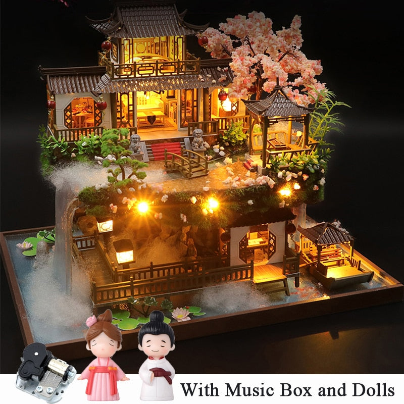 Chinese Garden Dollhouse Kit — box and pieces