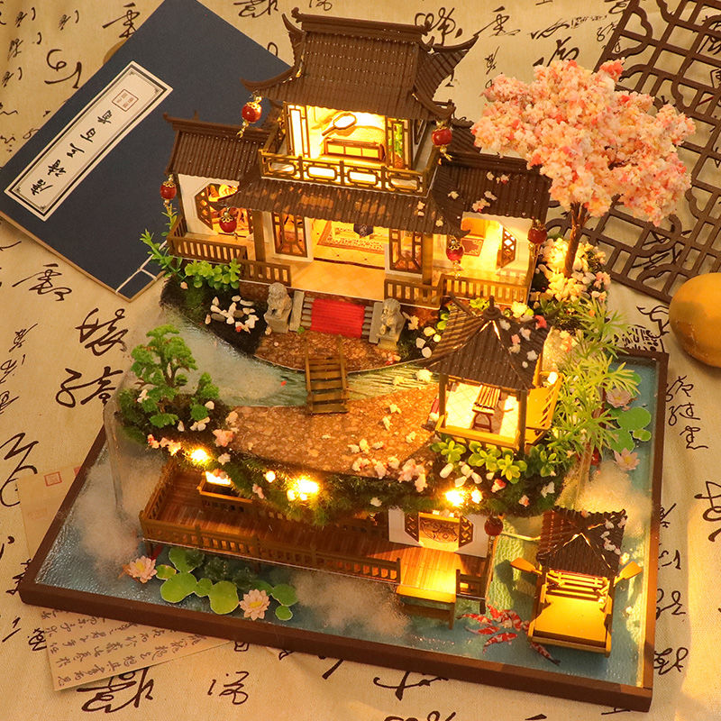 Chinese Garden Dollhouse Kit — detalied side view