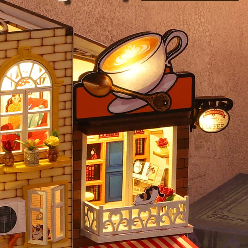 Only Book Nook DIY Miniature House Kit — open display view