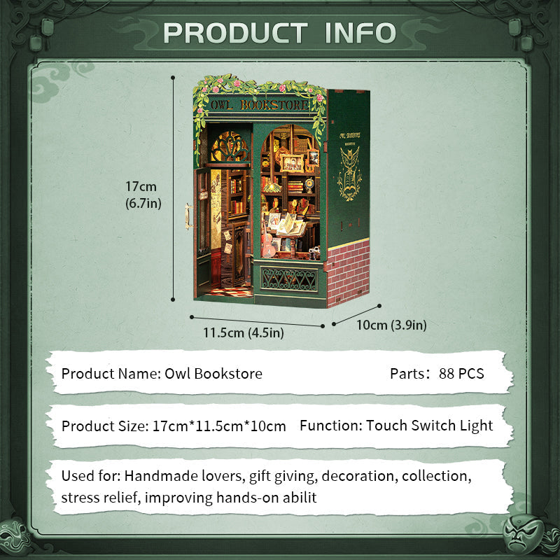 Cutebee Owl Bookstore DIY Book Nook Kit — main view