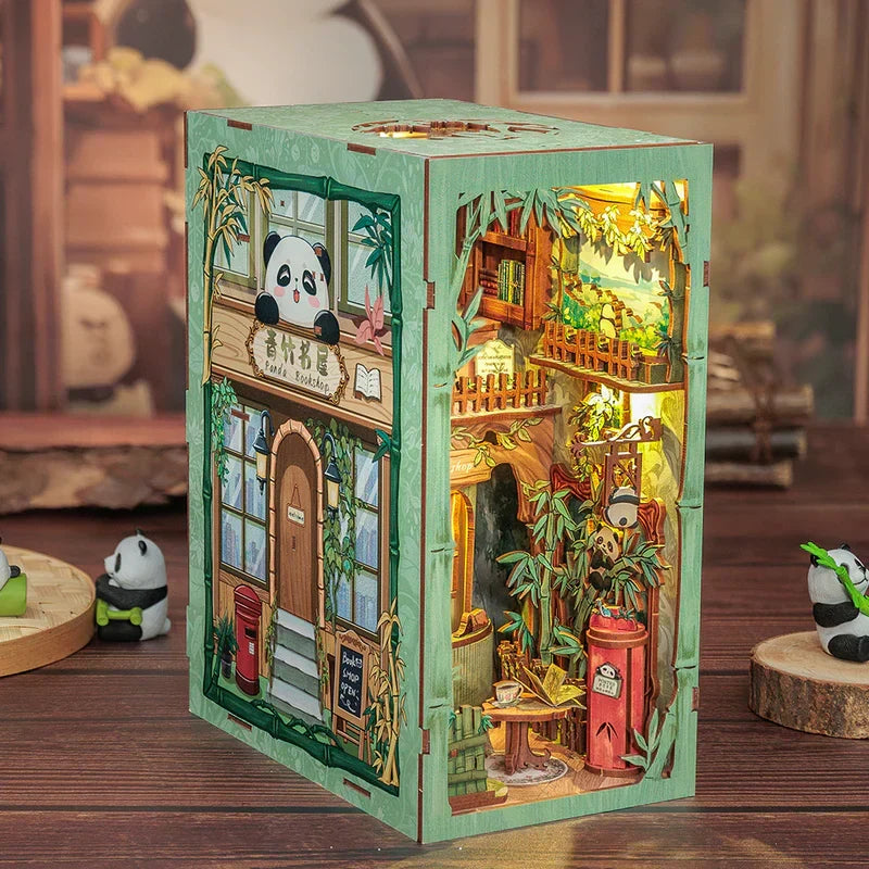 Cutebee Panda Bookshop DIY Book Nook Kit — open display view