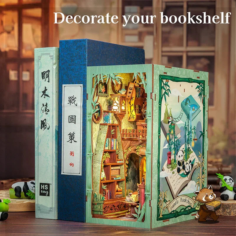 Cutebee Panda Bookshop DIY Book Nook Kit — front angle