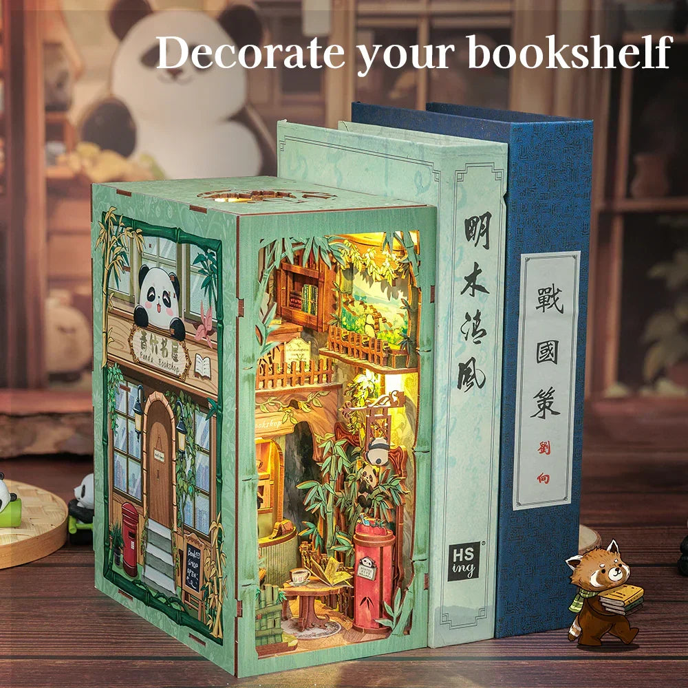 Cutebee Panda Bookshop DIY Book Nook Kit — scene view