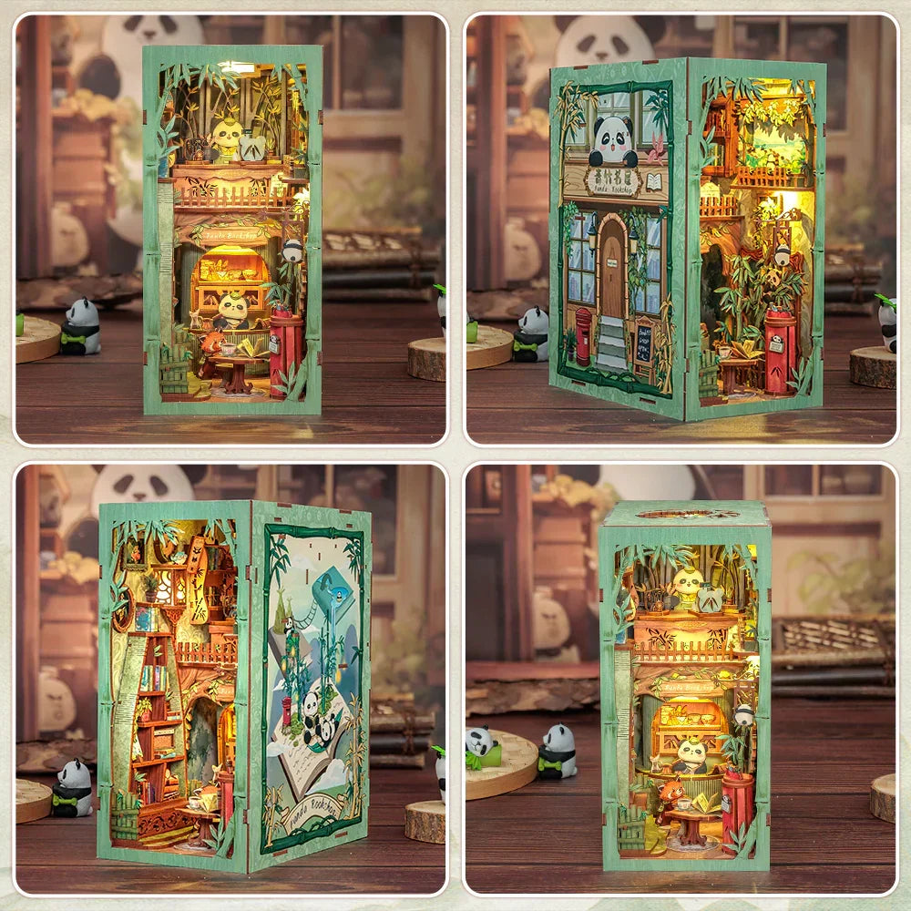 Cutebee Panda Bookshop DIY Book Nook Kit — detalied side view