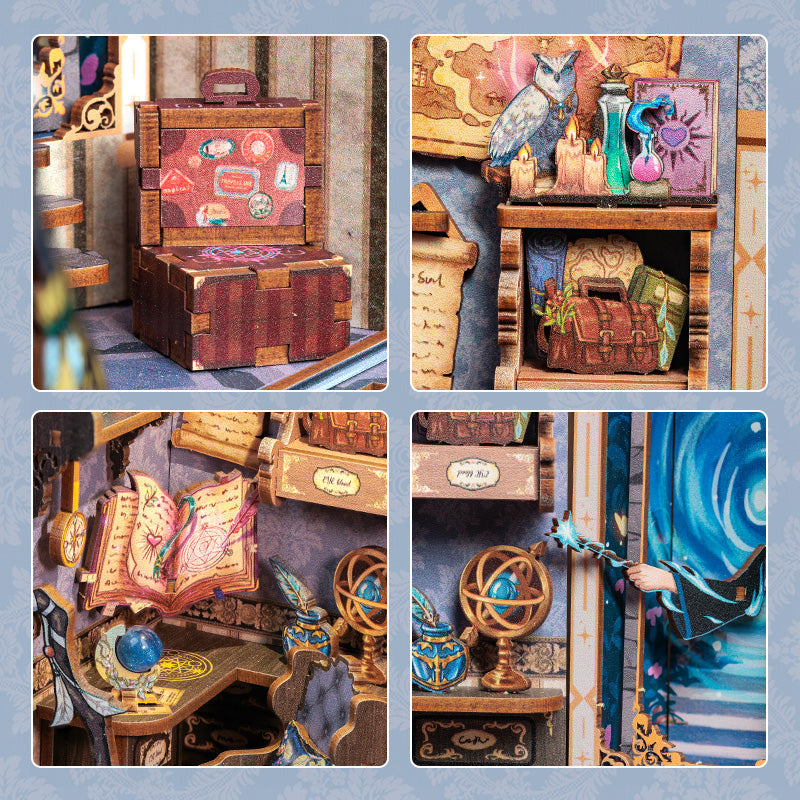 Cutebee Soul Travel Agency DIY Book Nook Kit — angled close-up