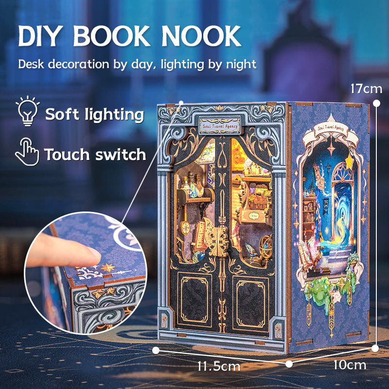 Cutebee Soul Travel Agency DIY Book Nook Kit — front angle