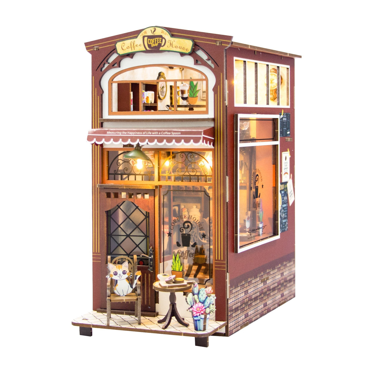 Cat Coffee House DIY Book Nook Kit — detalied side view