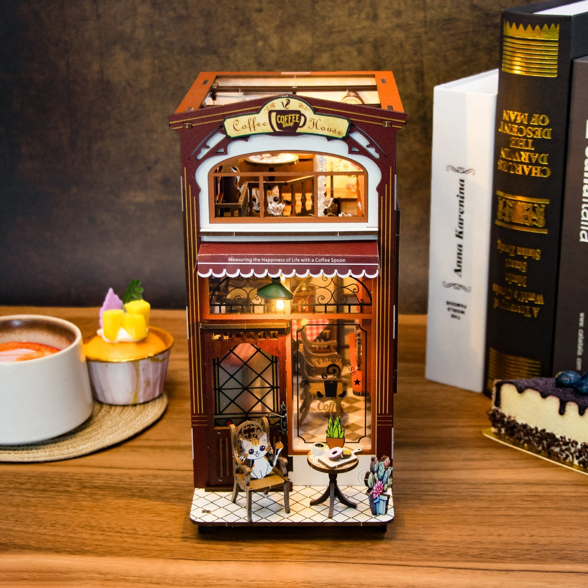 Cat Coffee House DIY Book Nook Kit — front angle