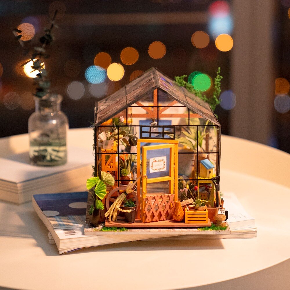 Cathys Flower Robotime DIY House Kit — angled close-up