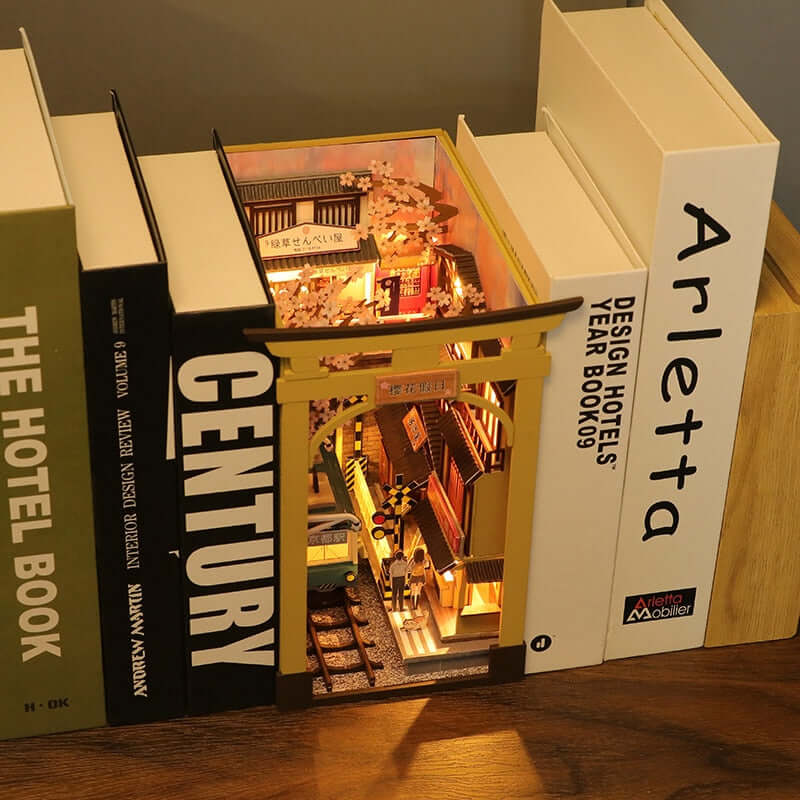 Cherry Blossom Station Book Nook — open display view