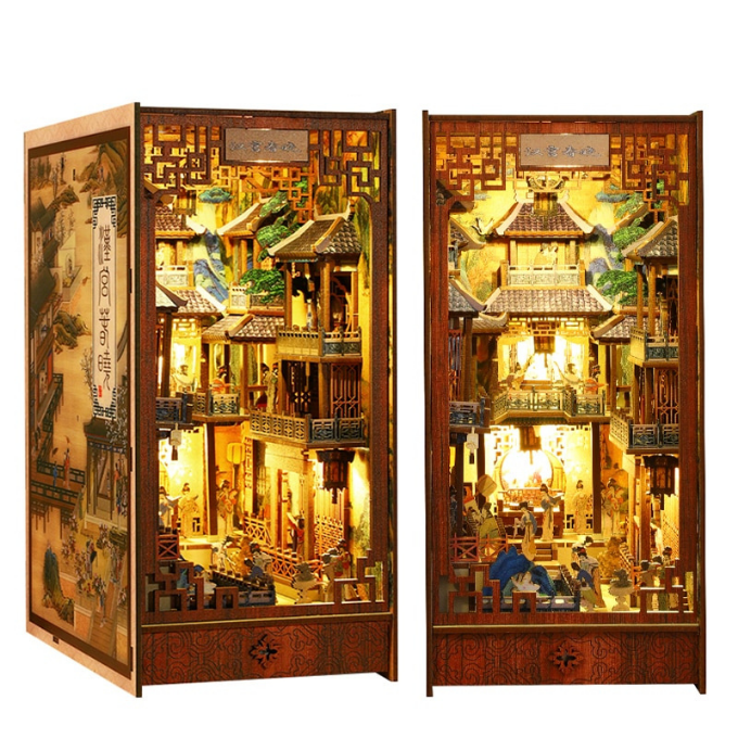 Chinese Ancient Town DIY Book Nook Kit — detalied side view