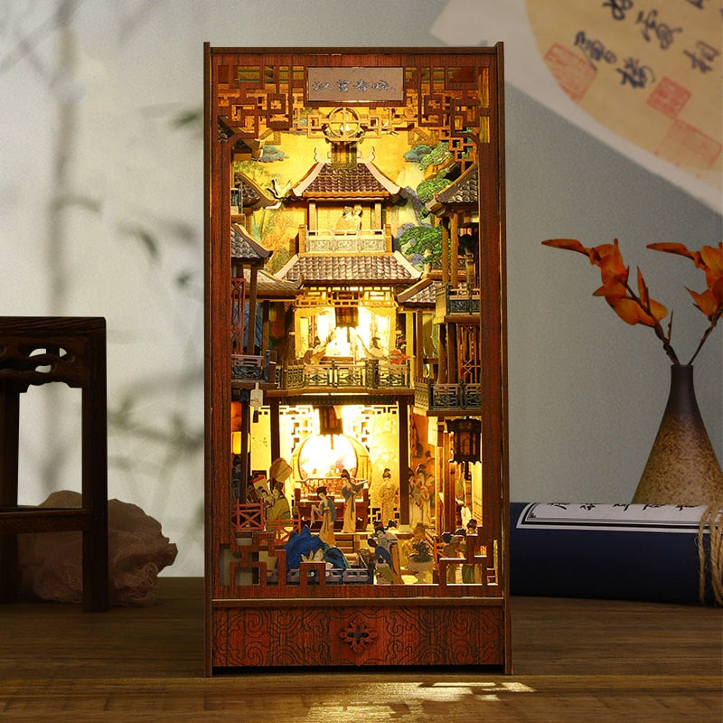 Chinese Ancient Town DIY Book Nook Kit — angled close-up