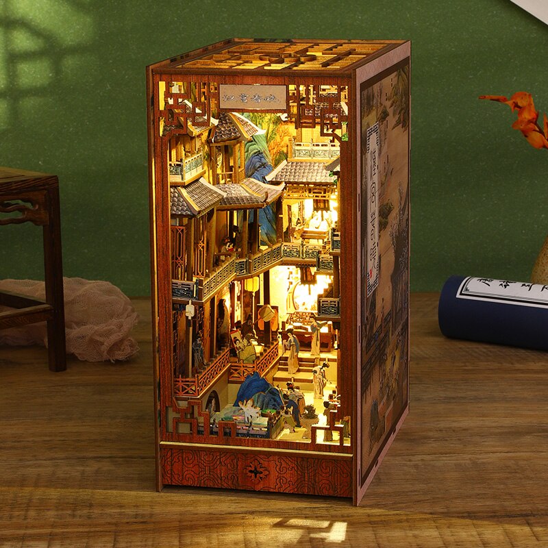 Chinese Ancient Town DIY Book Nook Kit — box and pieces