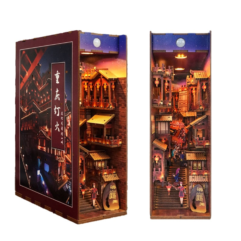 Chinese City Building DIY Book Nook Kit — detalied side view