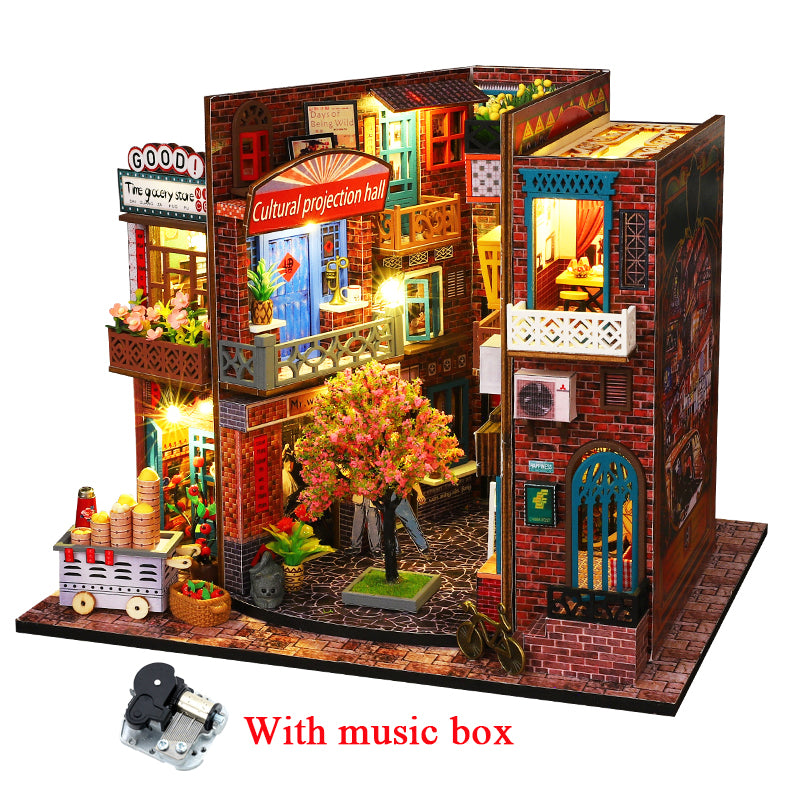 Chinese Street View DIY Book Nook Kit — detalied side view