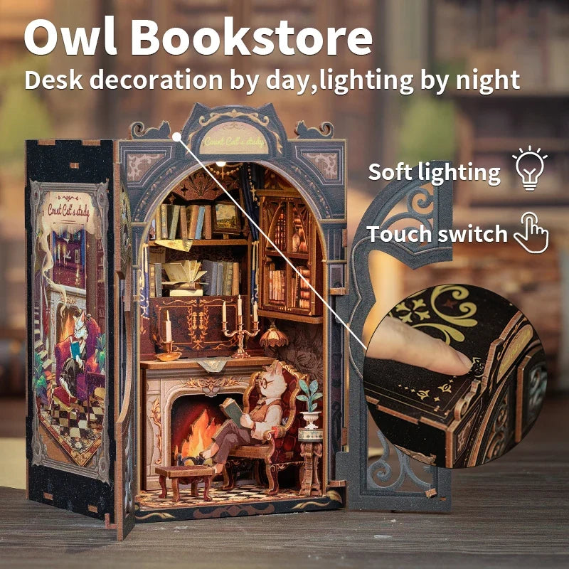 Count Cat's Study Book Nook Kit — detalied side view