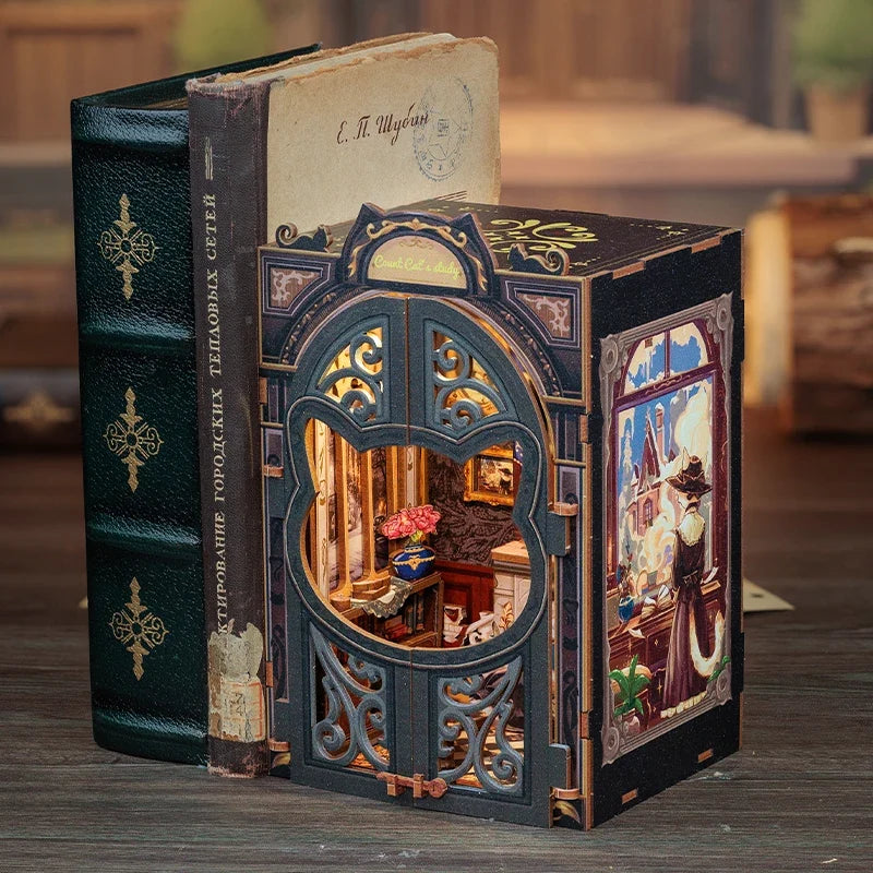 Count Cat's Study Book Nook Kit — scene view