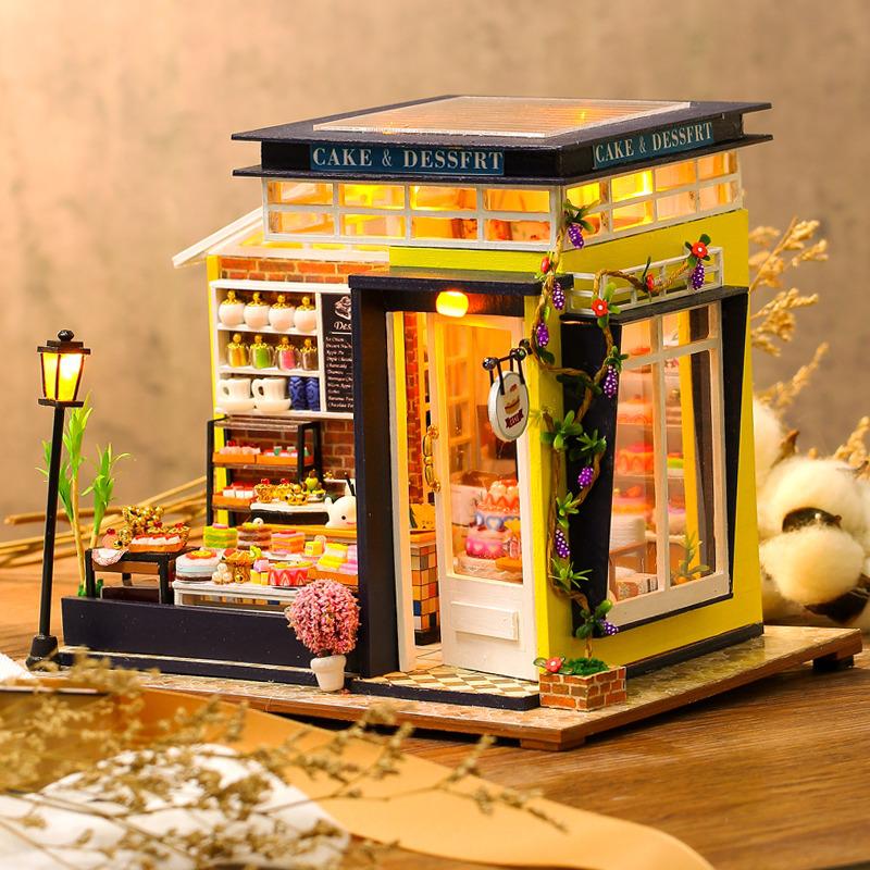 Cutebee Cake House DIY Dollhouse Kit — open display view