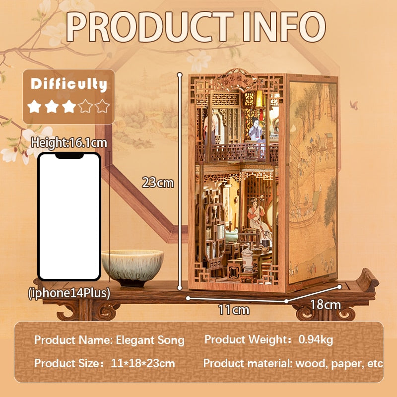 Cutebee Elegant Song DIY Book Nook Kit — main view
