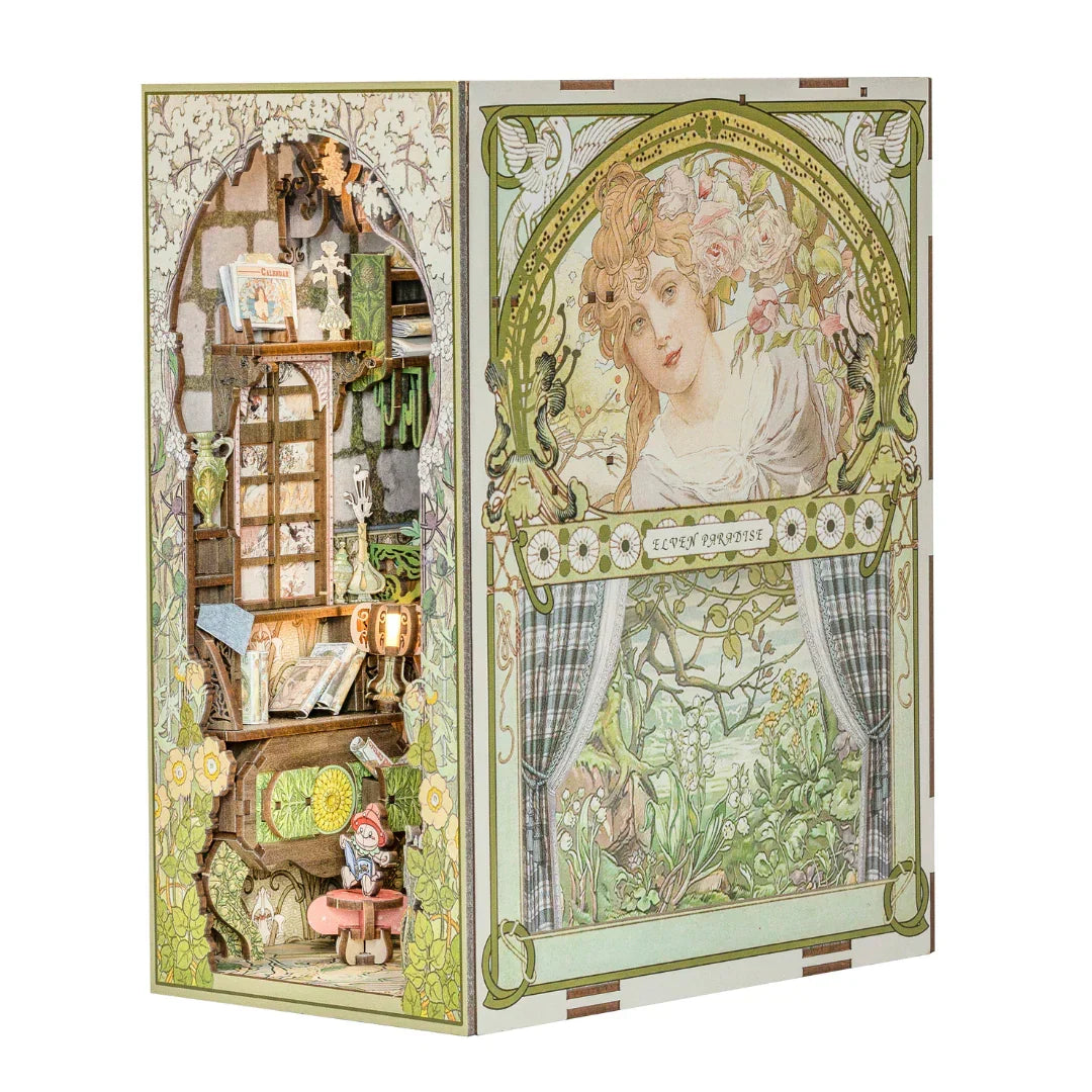 Cutebee Elven Paradise DIY Book Nook Kit — box and pieces