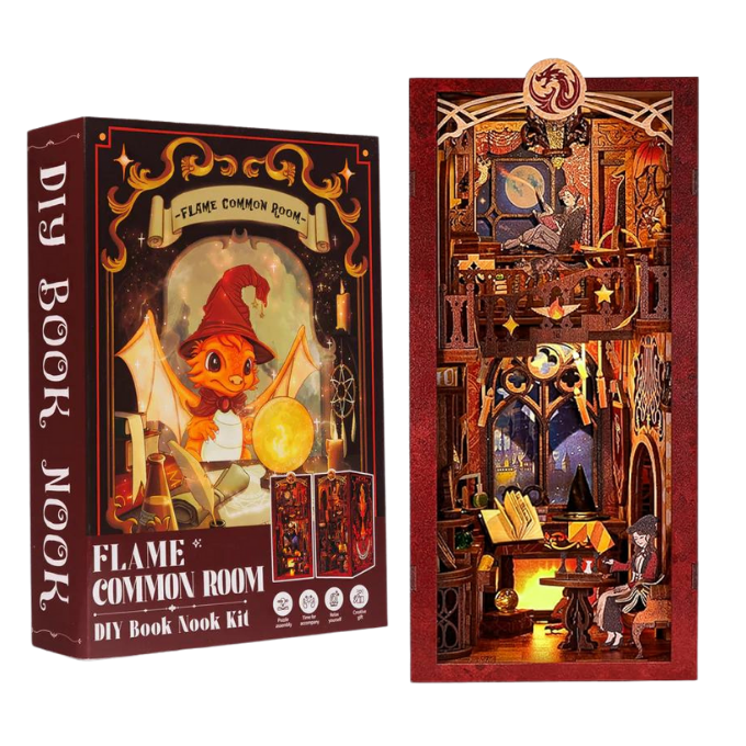 Cutebee Flame Common Room DIY Book Nook Kit — detalied side view