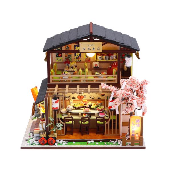 Cutebee Gibbon Sushi DIY Dollhouse Kit — open display view