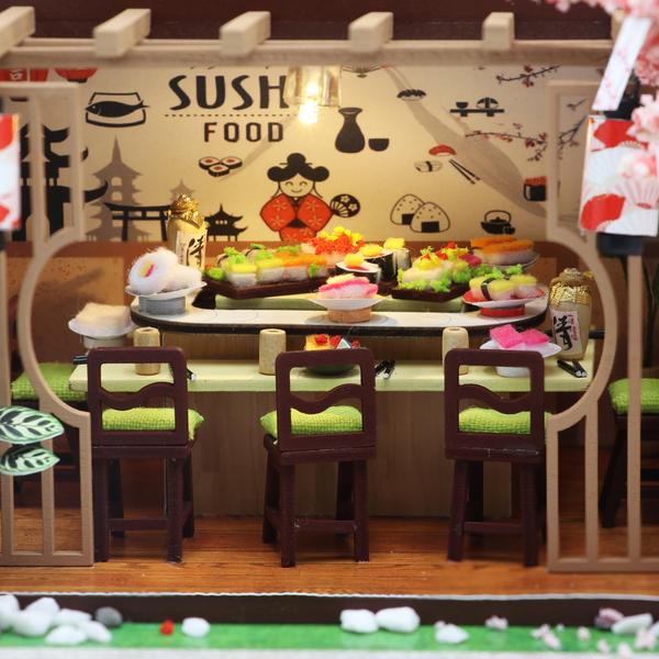 Cutebee Gibbon Sushi DIY Dollhouse Kit — angled close-up