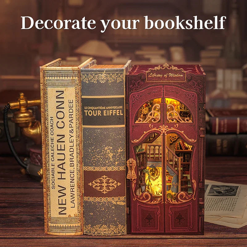 Cutebee Library Of Wisdom DIY Book Nook Kit — front angle