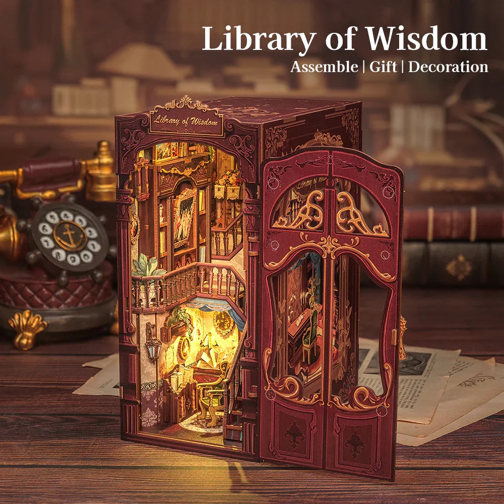Cutebee Library Of Wisdom DIY Book Nook Kit — scene view