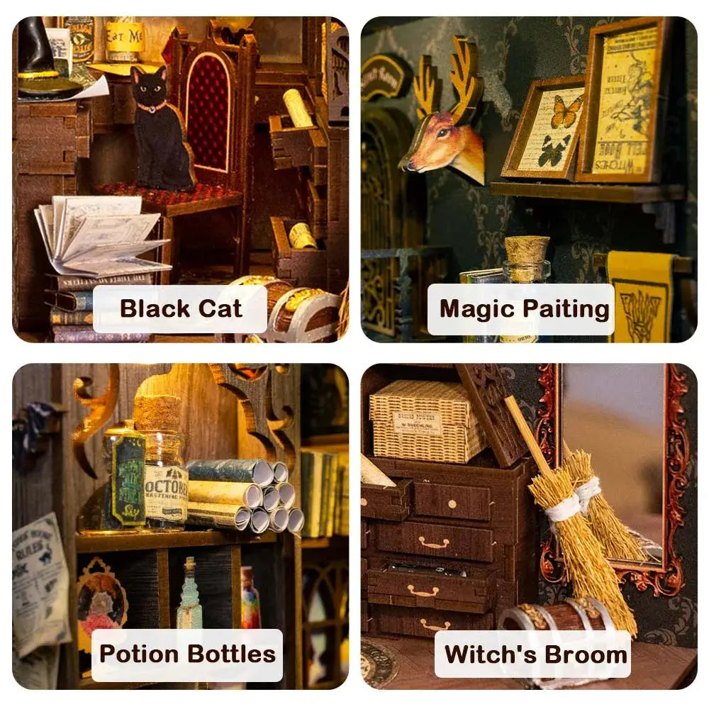 Cutebee Magic Pharmacist DIY Book Nook Kit — box and pieces