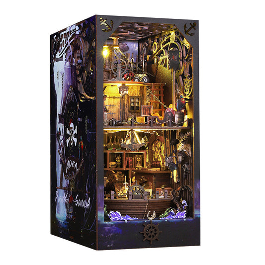 Cutebee Magic Pirate Ship DIY Book Nook Kit — detalied side view