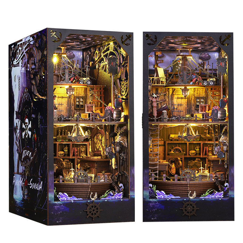 Cutebee Magic Pirate Ship DIY Book Nook Kit — open display view
