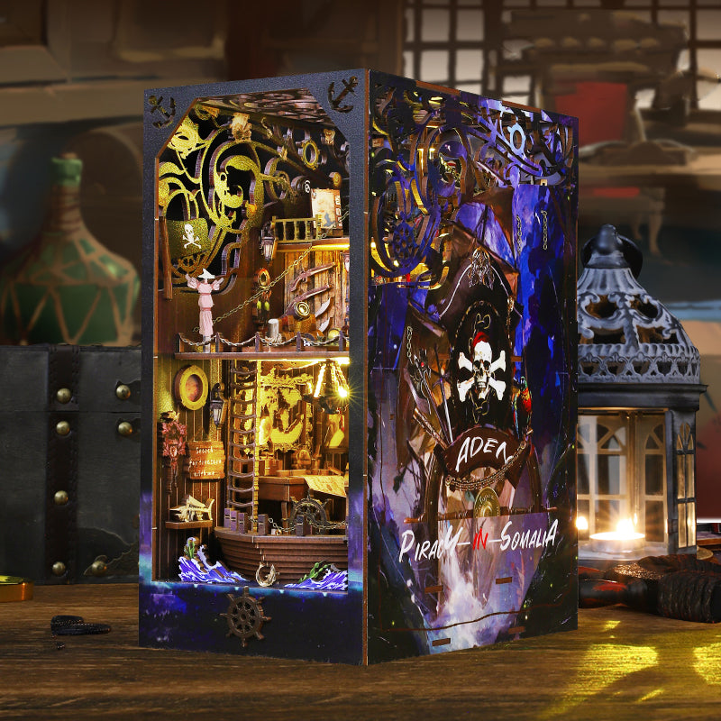 Cutebee Magic Pirate Ship DIY Book Nook Kit — angled close-up