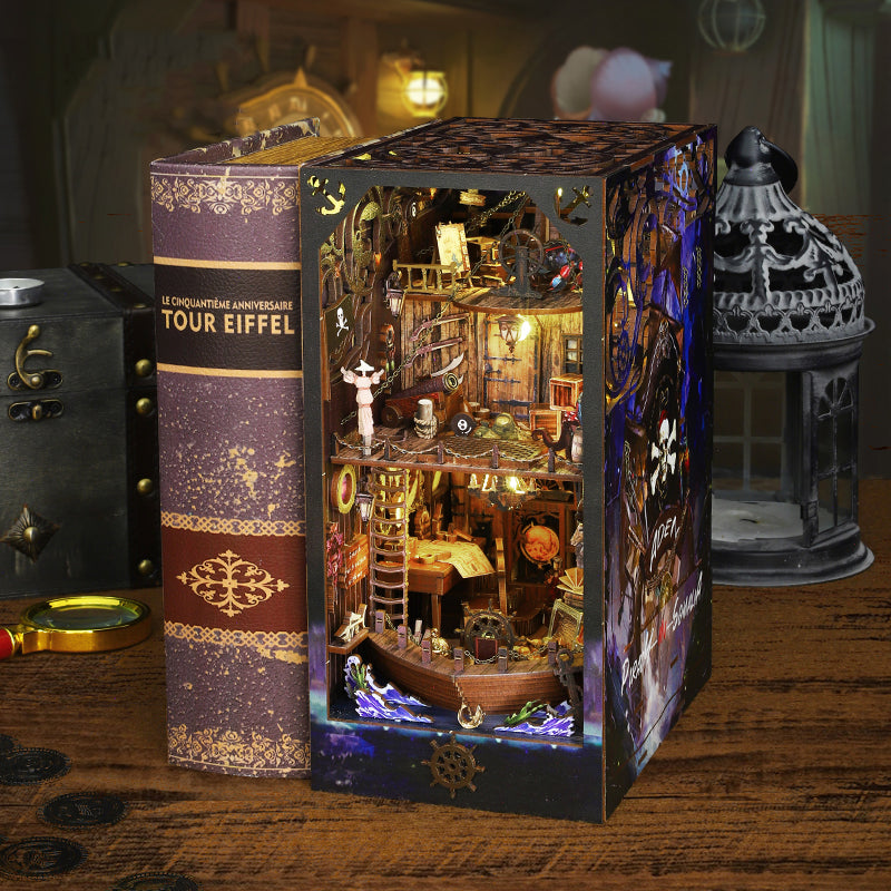 Cutebee Magic Pirate Ship DIY Book Nook Kit — front angle