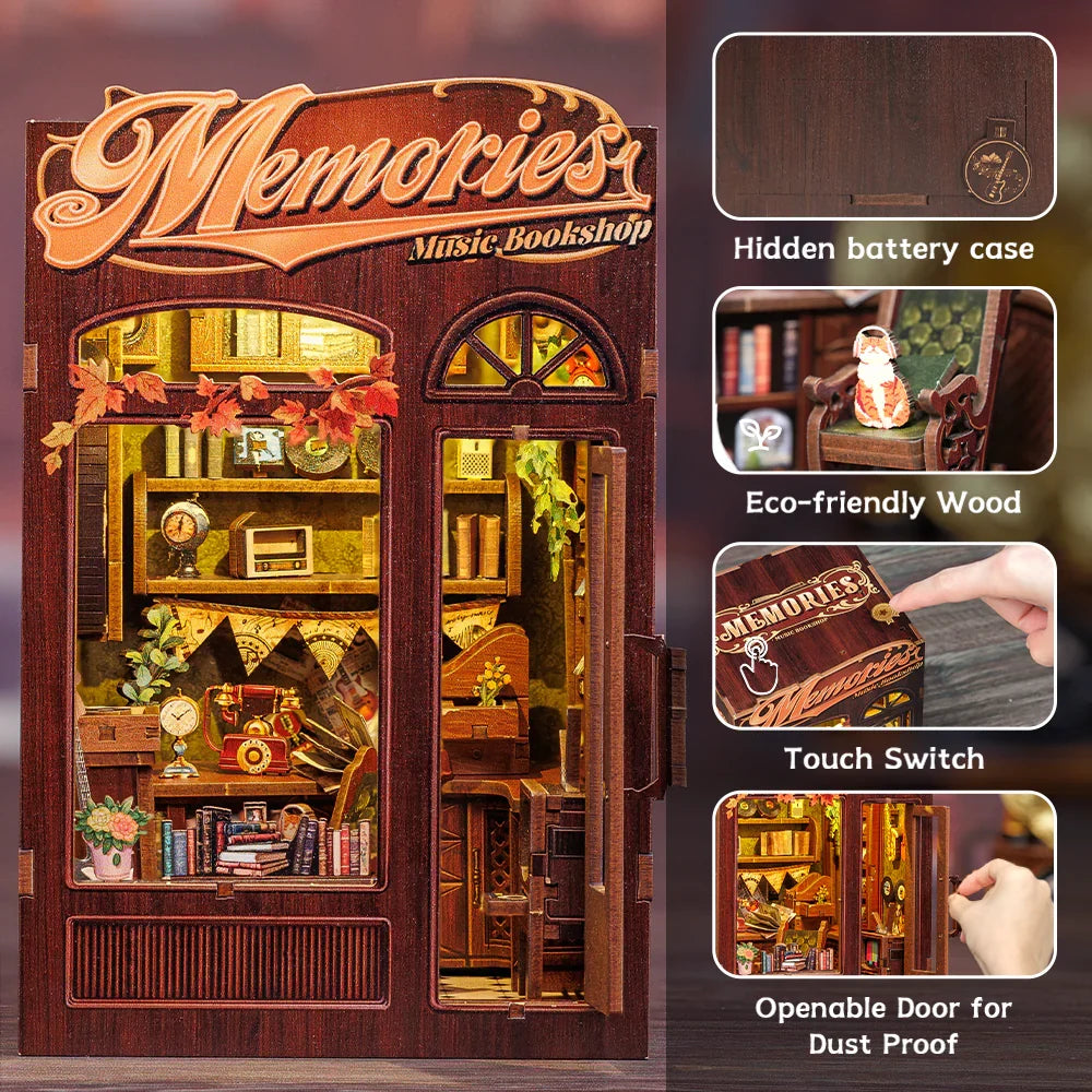 Music Bookshop Book Nook Kit — detalied side view