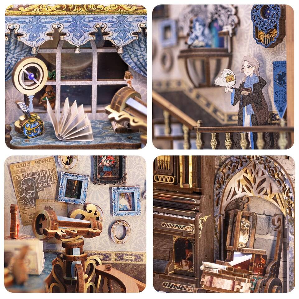 Cutebee Nebula Common Room DIY Book Nook Kit — angled close-up