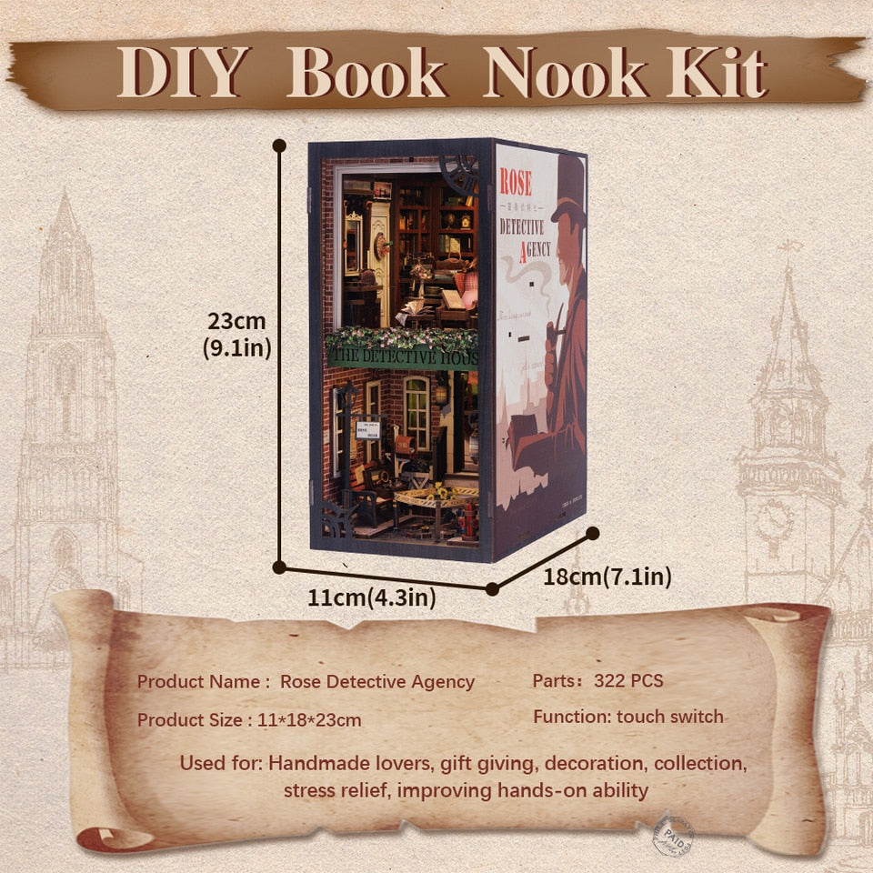 Rose Detective Book Nook Kit — angled close-up