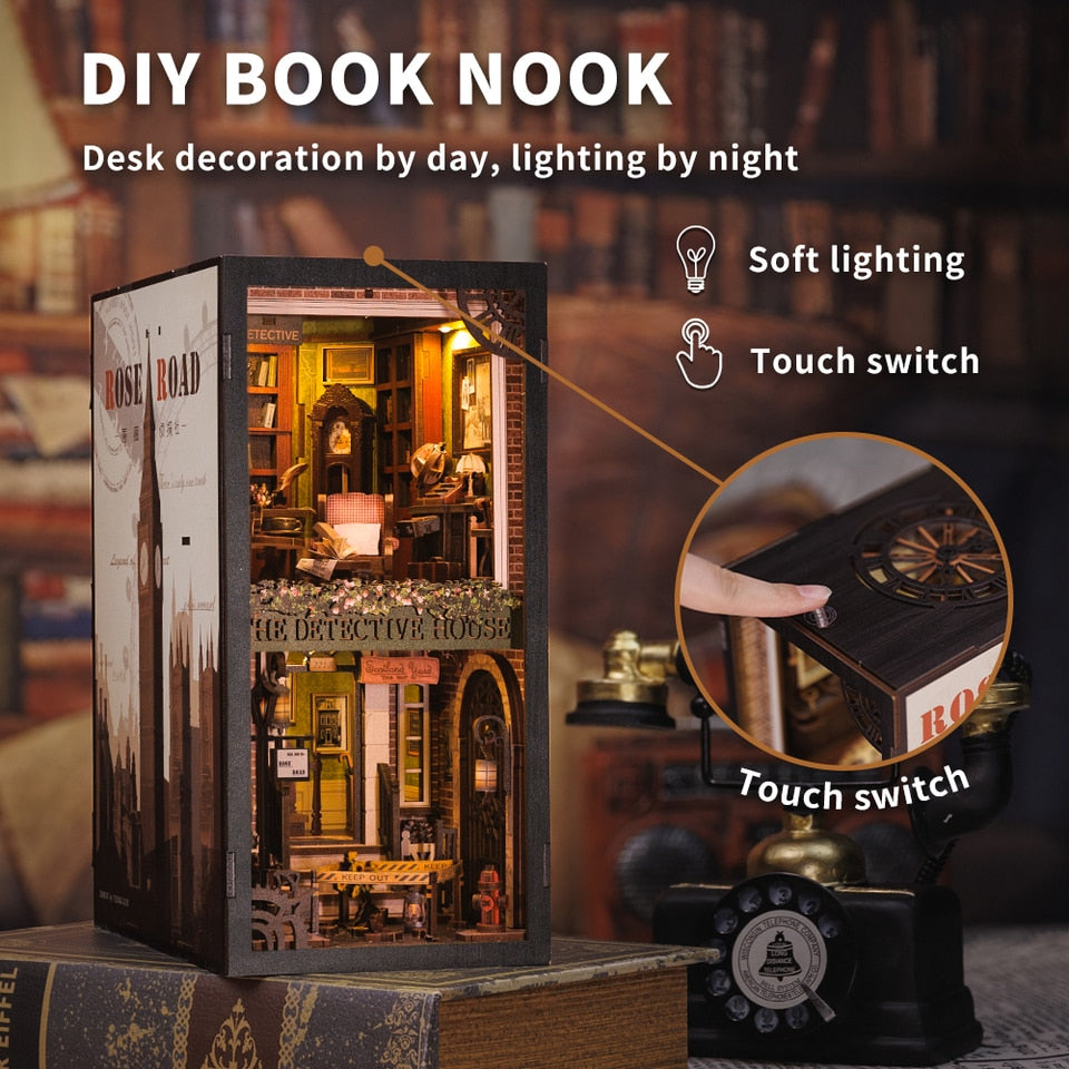 Rose Detective Book Nook Kit — box and pieces