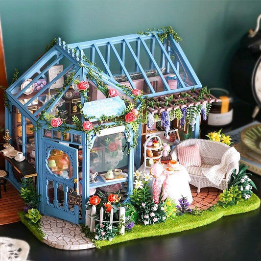 Rose Garden Tea House Dollhouse — detalied side view