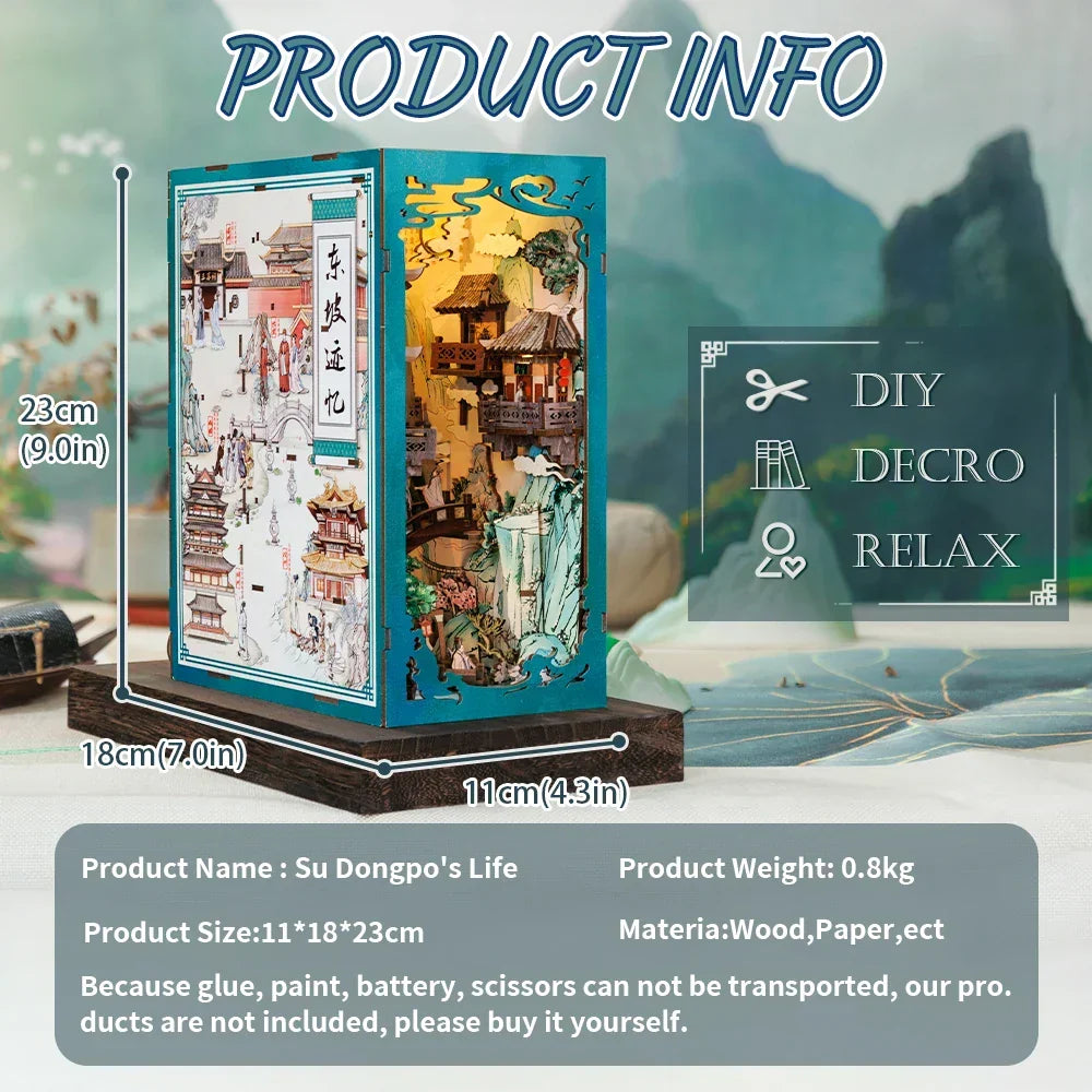 Cutebee Su Dongpos Life DIY Book Nook Kit — open display view