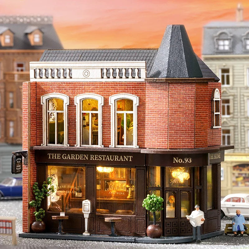 Garden Restaurant DIY Miniature House Kit — detalied side view