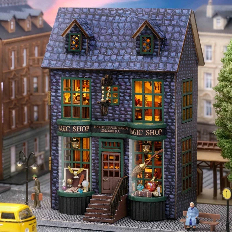 Garden Restaurant DIY Miniature House Kit — open display view