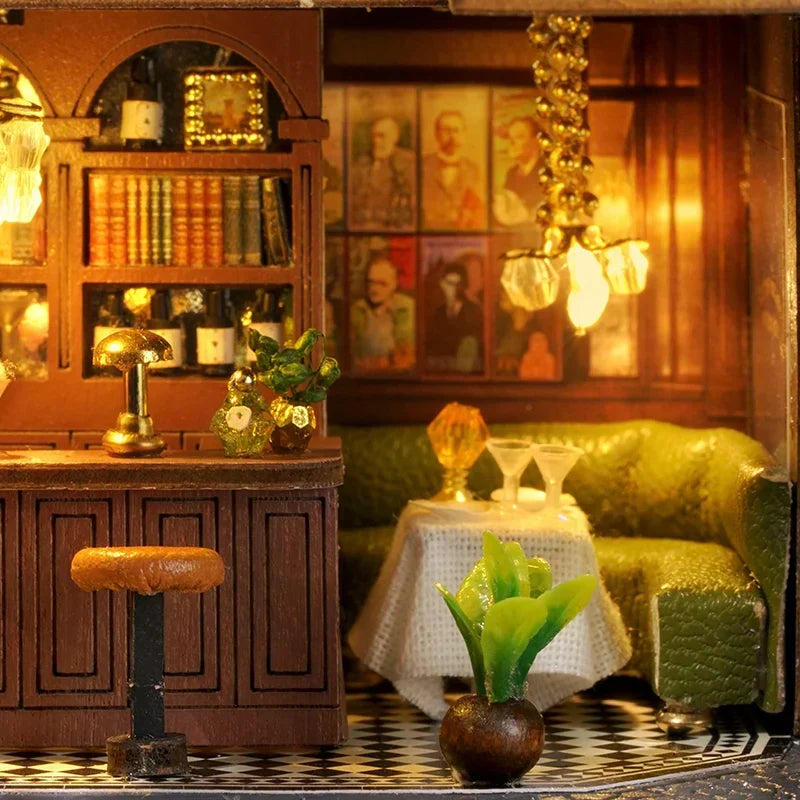 Garden Restaurant DIY Miniature House Kit — box and pieces