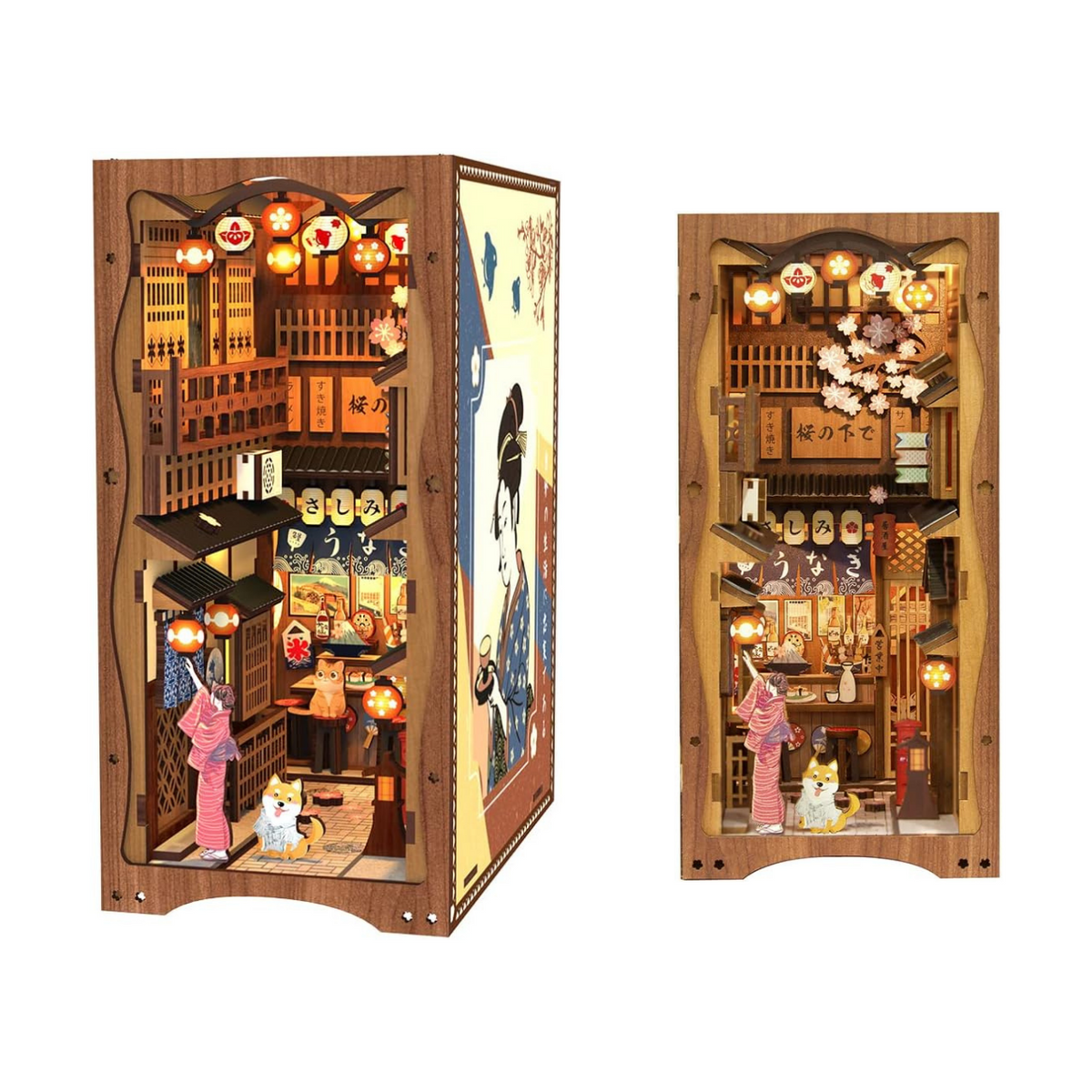 Cutebee Under The Sakura DIY Book Nook Kit — detalied side view