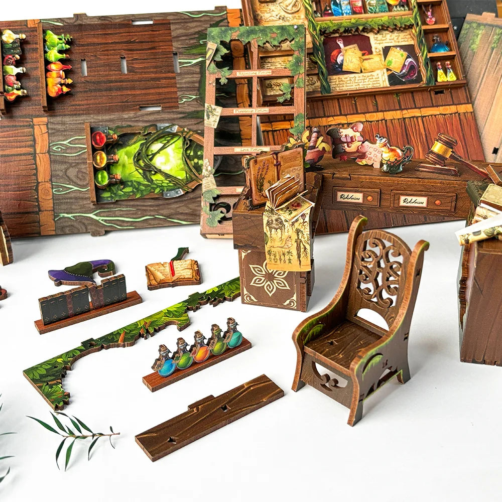 DIY Alchemy Book Nook Kit With LED Light — front angle