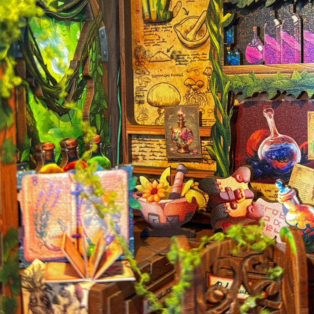 DIY Alchemy Book Nook Kit With LED Light — detalied side view
