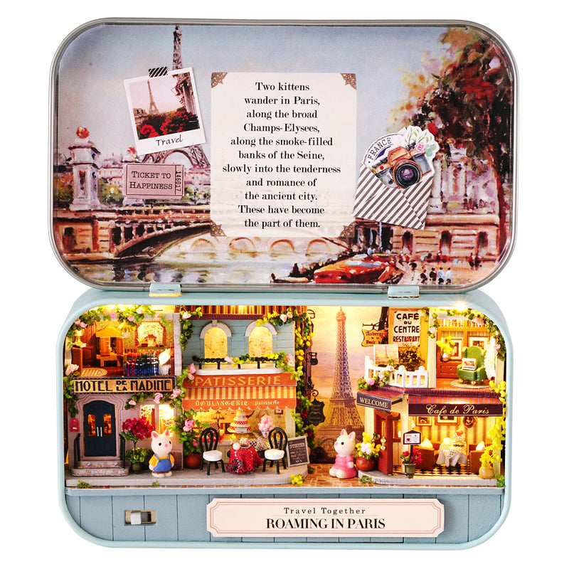 DIY Miniature Roaming In Paris Box Theater — detalied side view