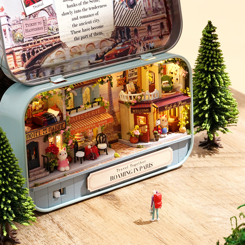 DIY Miniature Roaming In Paris Box Theater — angled close-up